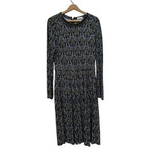 Tory Burch Printed Embellished Neckline Dress - Size L
